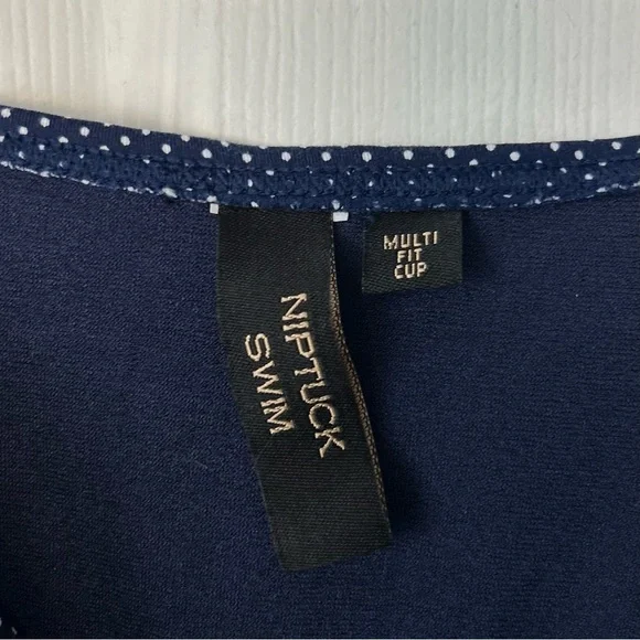 NipTuck Navy Polka Dot One Piece Swimsuit Ruched Multi Fit Cup - Picture 2 of 2
